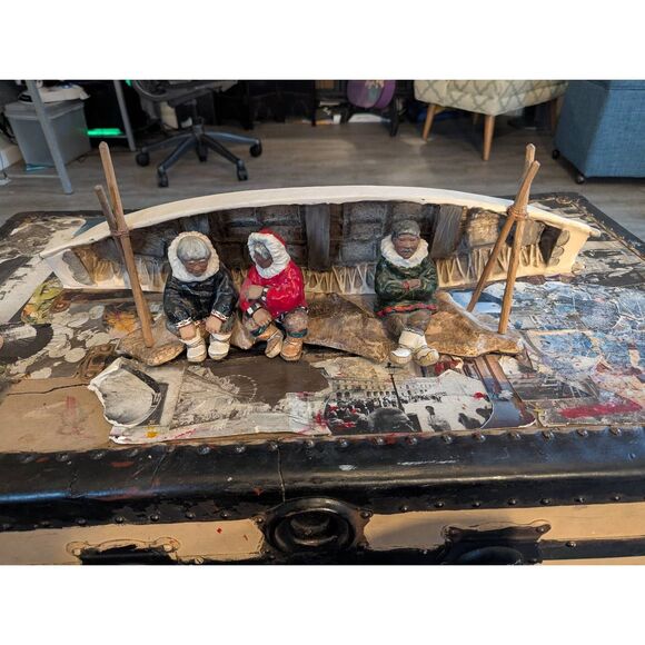 1963 C Alan Johnson Whale Feast Scene - Extremely Rare Inuit Figurine Decor - Picture 2 of 10